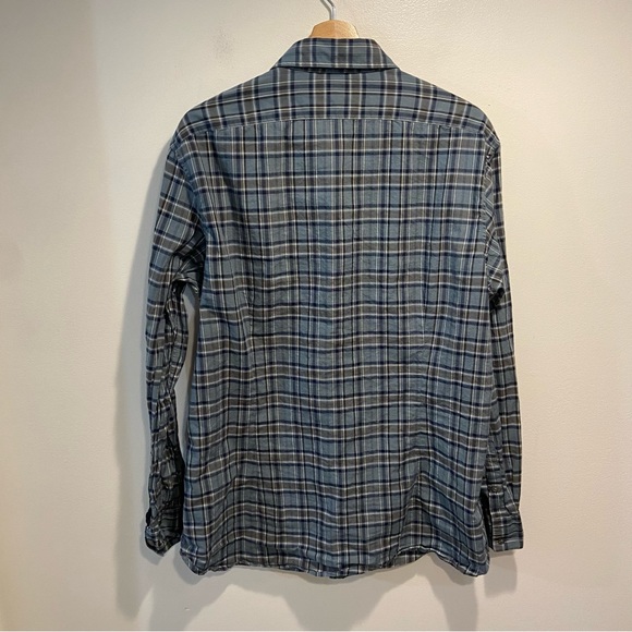 John Varvatos Blue Plaid Long Sleeve Button Up Shirt Mens L (Tag XL) - Picture 3 of 7